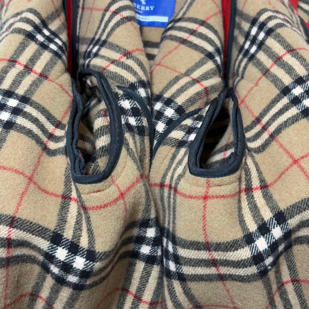 美品 バーバリー ブルーレーベル ノバチェック ダッフルコート 赤