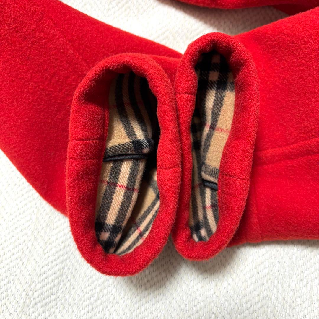 美品 バーバリー ブルーレーベル ノバチェック ダッフルコート 赤