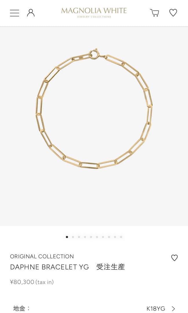 MAGNOLIAWHITE JEWELRYマグノリアホワイト　k18ブレスレット
