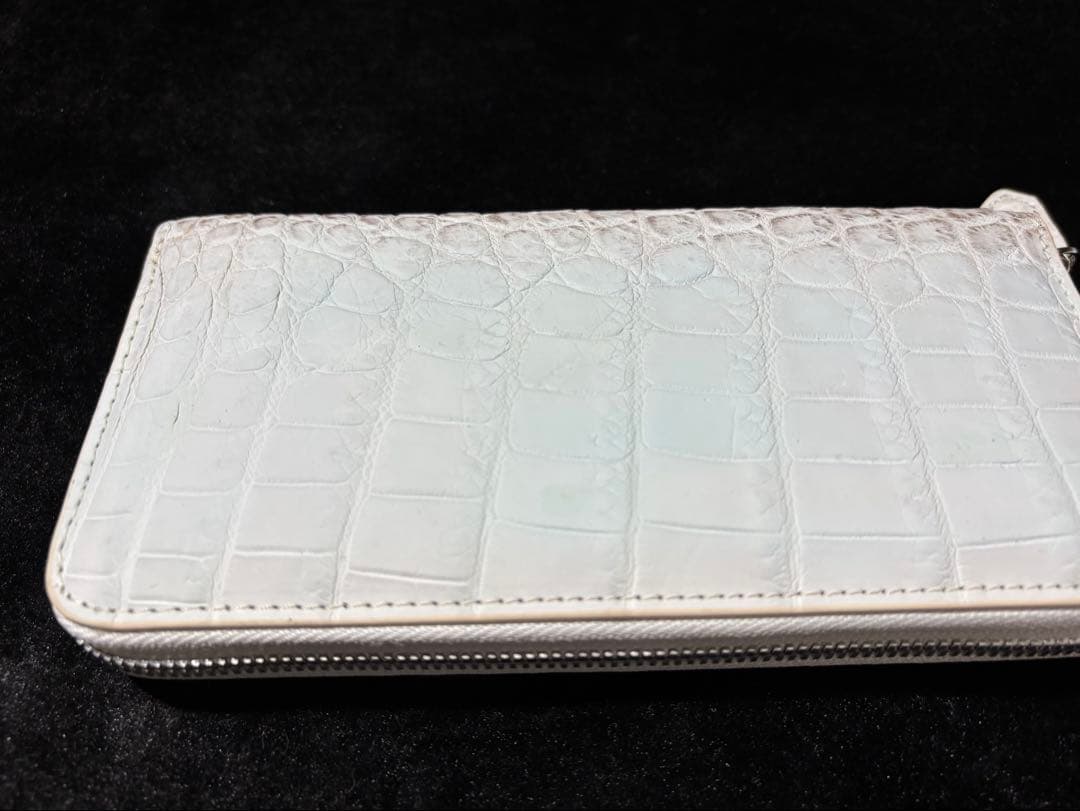 ✨新品未使用品クロコダイル 革メンズ 長財布 ラウンドファスナーホワイト