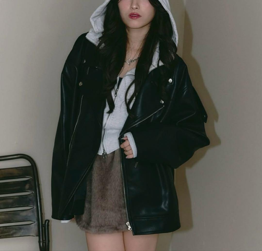 BLONDIE ブラック レザーライダースジャケット