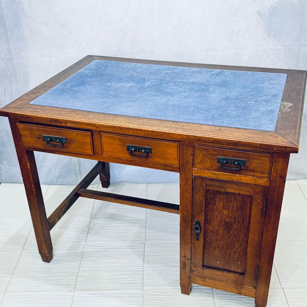 アンティーク 裁縫デスク 引き出し付き フェルト天板 大正レトロ 昭和レトロ