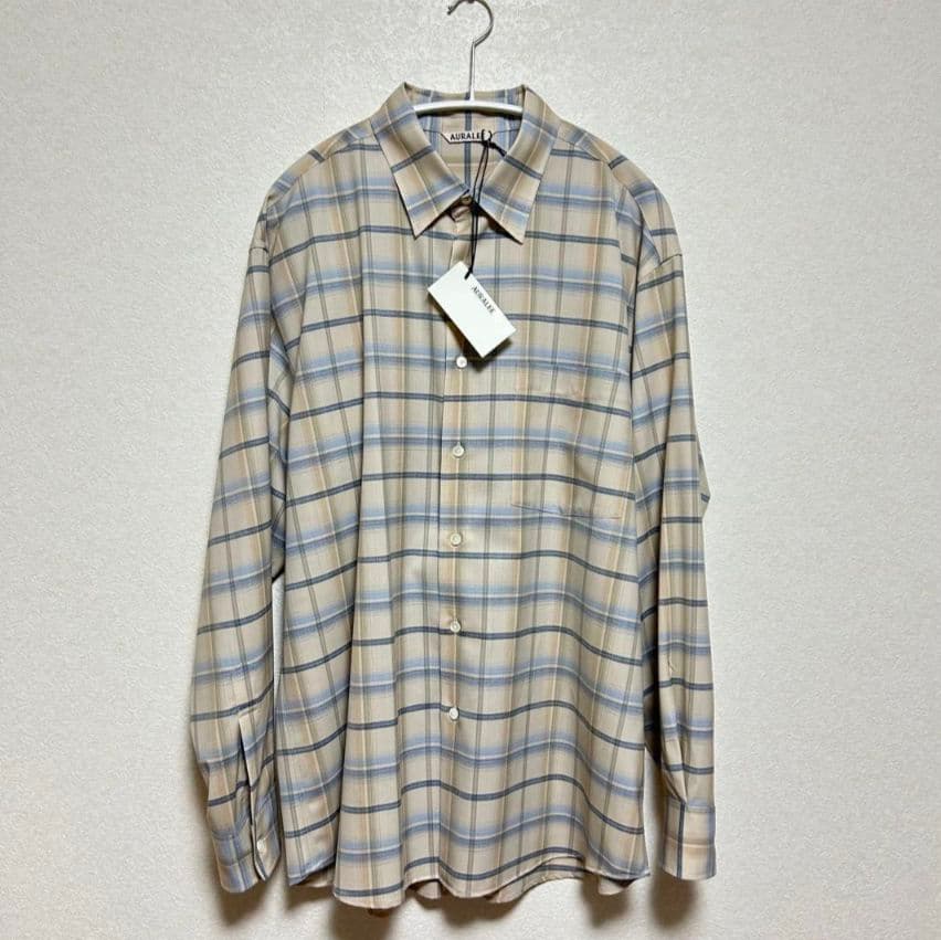 新品 AURALEE SUPER LIGHT WOOL CHECK SHIRT
