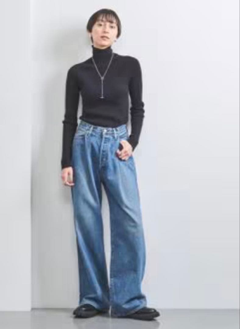 HYKE(ハイク)DENIM WIDE LEG JEANS LT.BLUE