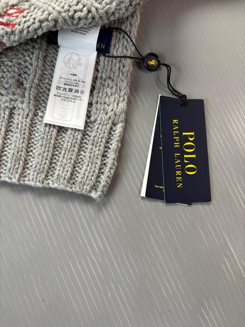 ラスト1GIFTBOX入り　ポロベア新品　ラルフローレンマフラー　ポロベア　編み