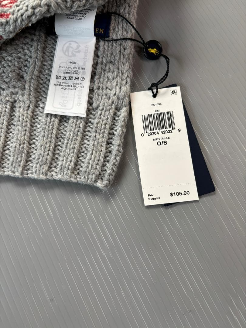 ラスト1GIFTBOX入り　ポロベア新品　ラルフローレンマフラー　ポロベア　編み