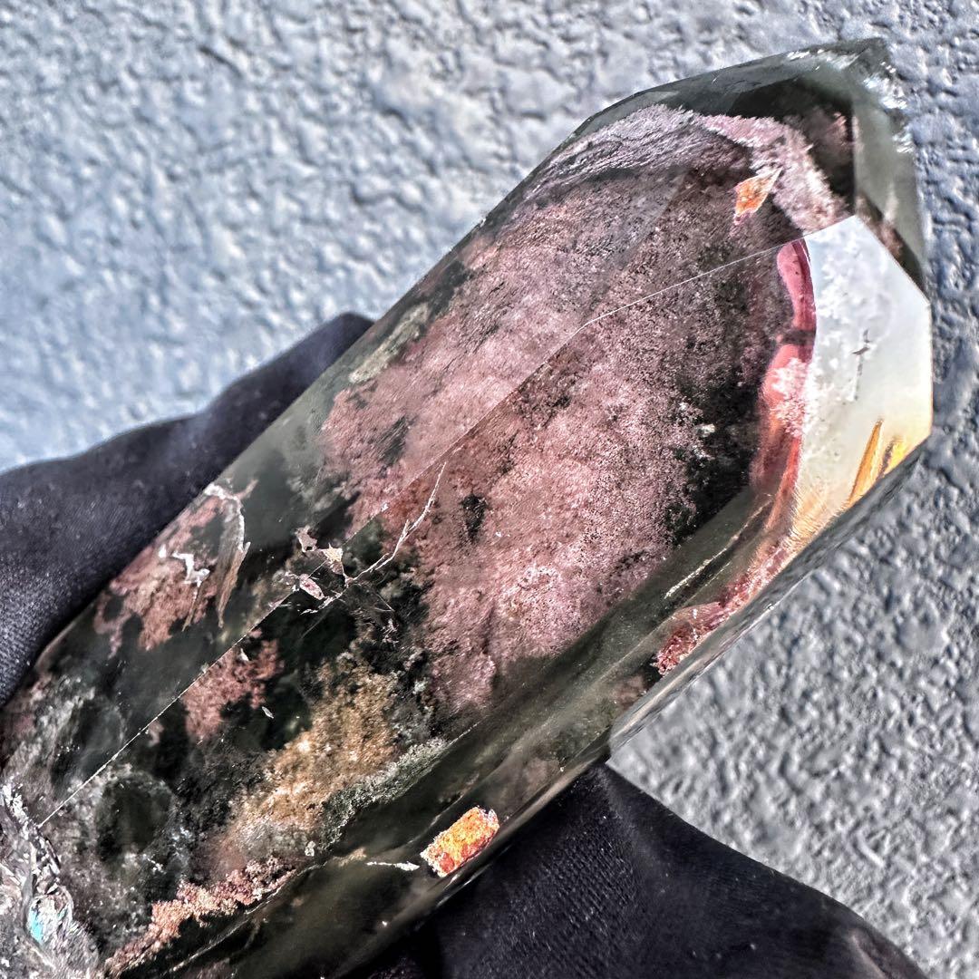 ガーデンクォーツインクォーツ六角柱レインボー☆庭園水晶ポイント☆天然石A1240