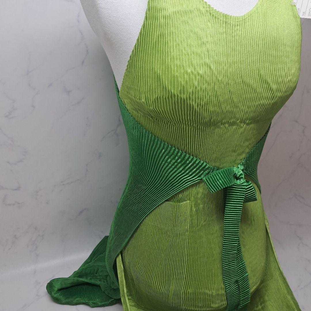 20251104　イッセイミヤケ　エプロン　バイカラー　グリーン　※値下げ不可.