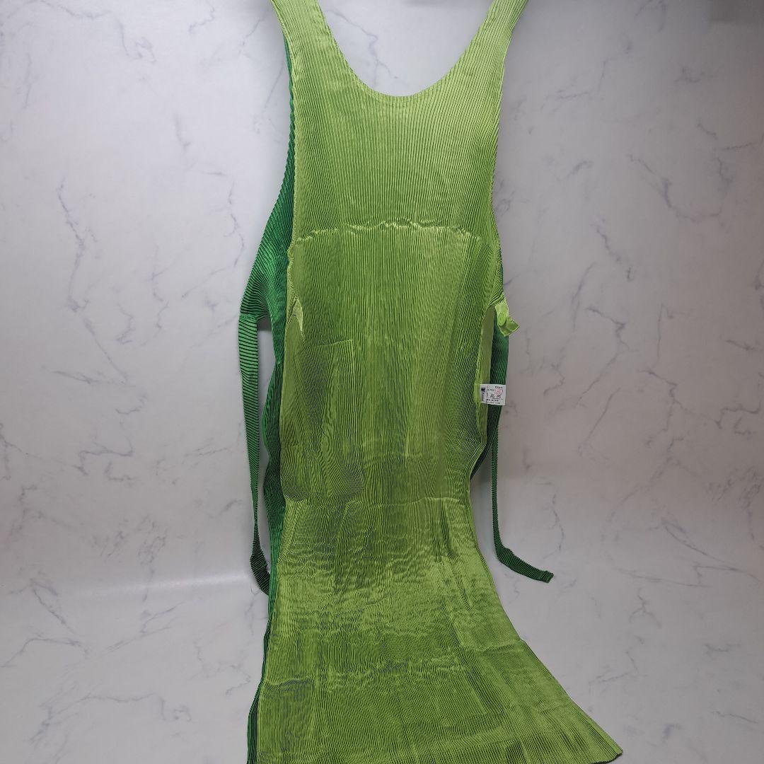 20251104　イッセイミヤケ　エプロン　バイカラー　グリーン　※値下げ不可.