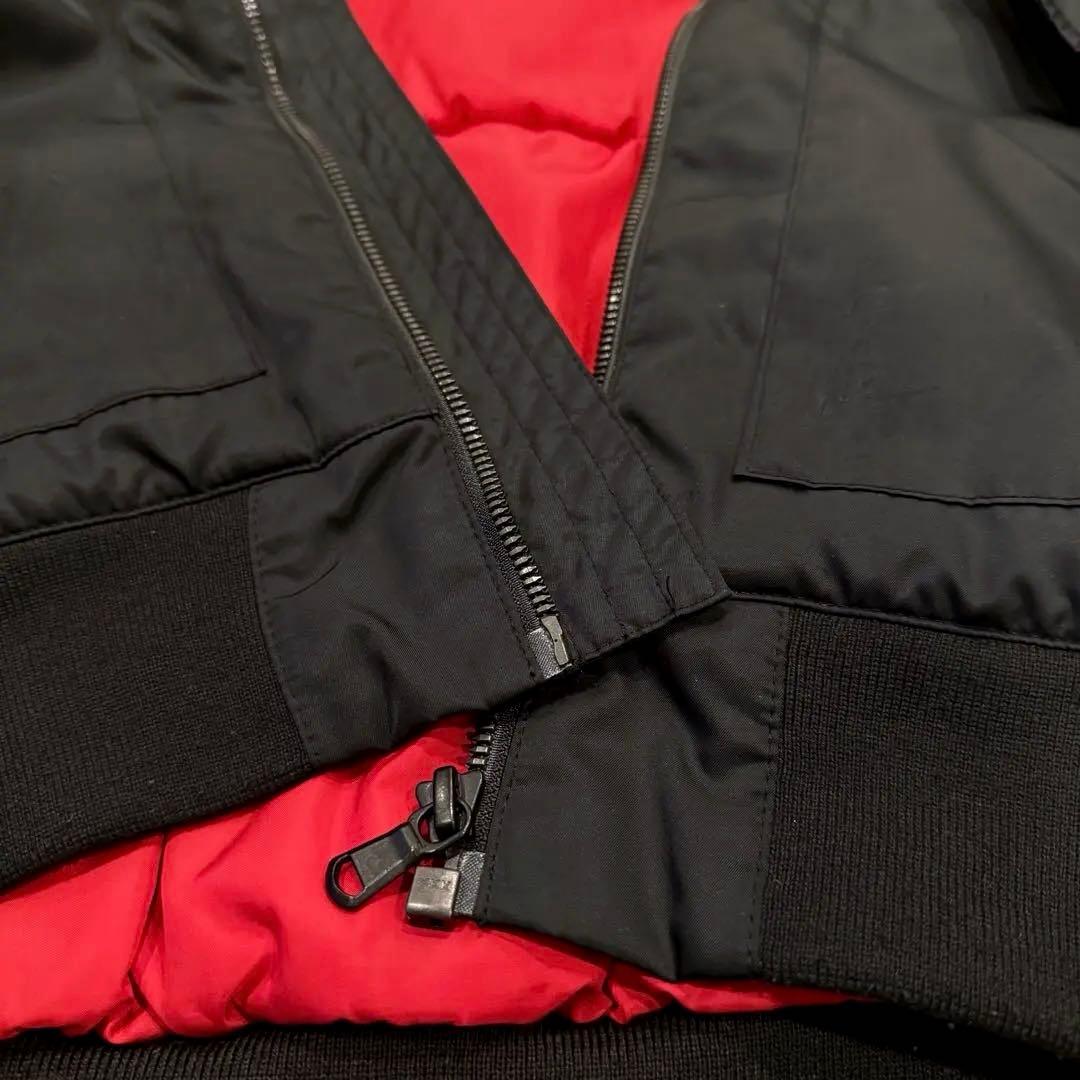 美品‼️LACOSTE MA-1 ブラックジャケット 裏地 赤 ラコステ L高級感