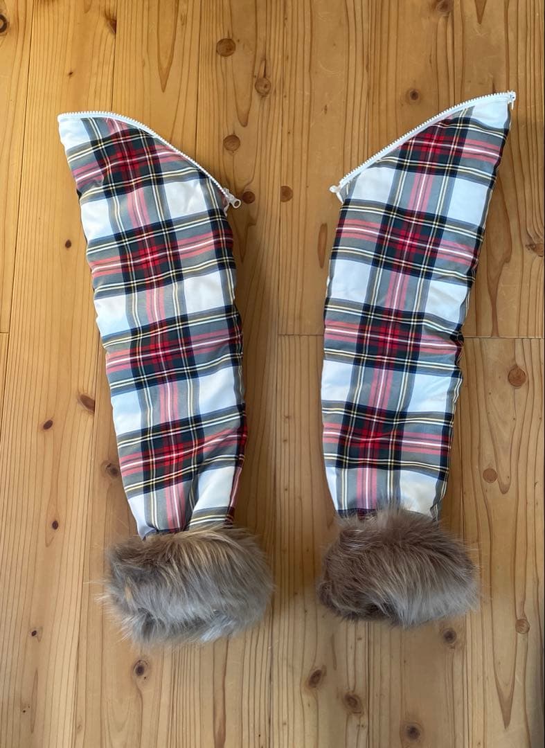 キスオンザグリーン　ファー付　中綿ジャケット　長袖　チェック　M