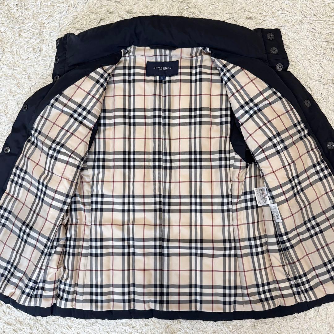 美品　バーバリーロンドン　ダウンベスト　ノバチェック　フード　ブラック　Mサイズ