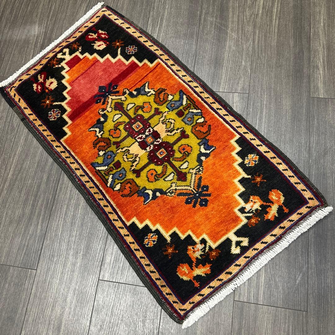 年代トルコラグアンティークラグヴィンテージ ラグ53cmx96cm