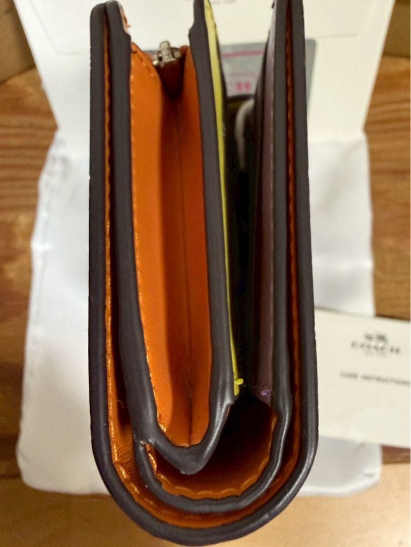 COACH 二つ折り財布 ブラウン/イエロー