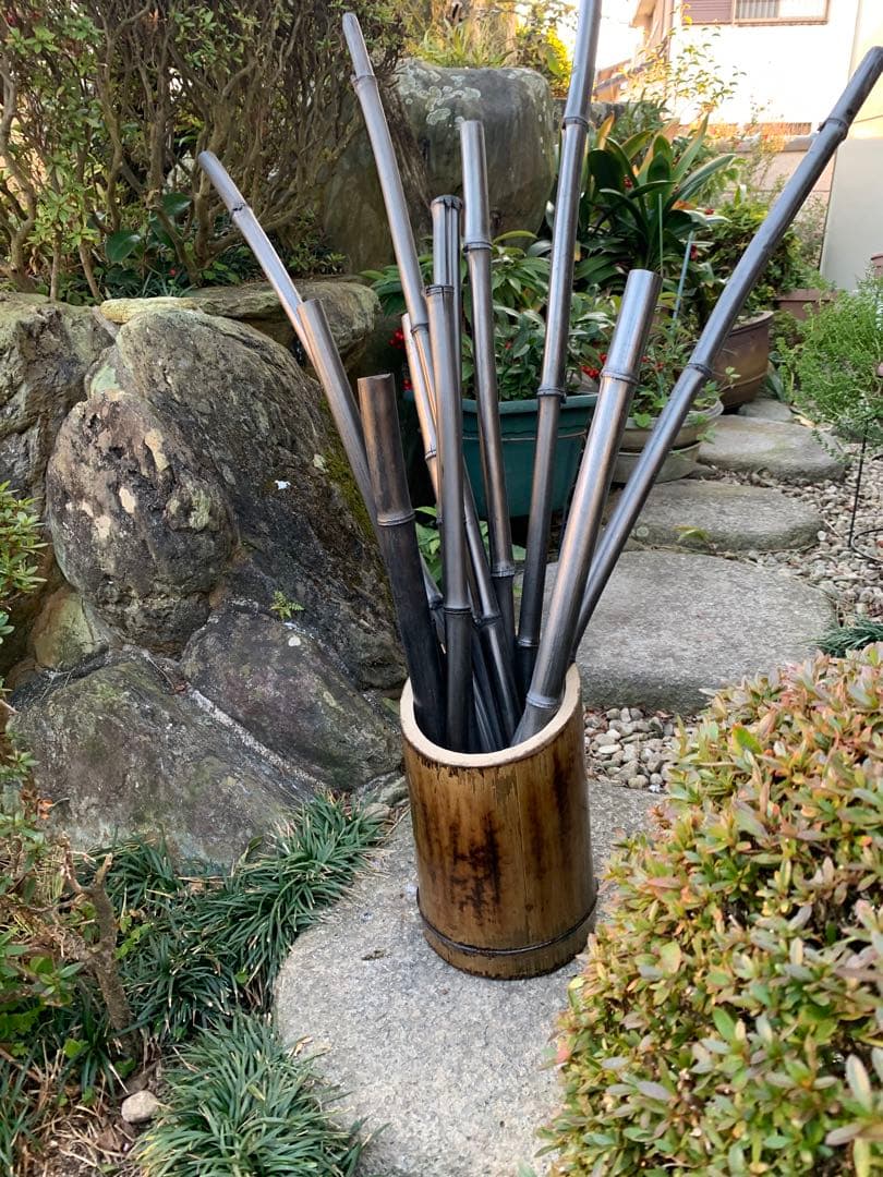 限定1点物　最高級孟宗竹　工芸品(竹炭セット)