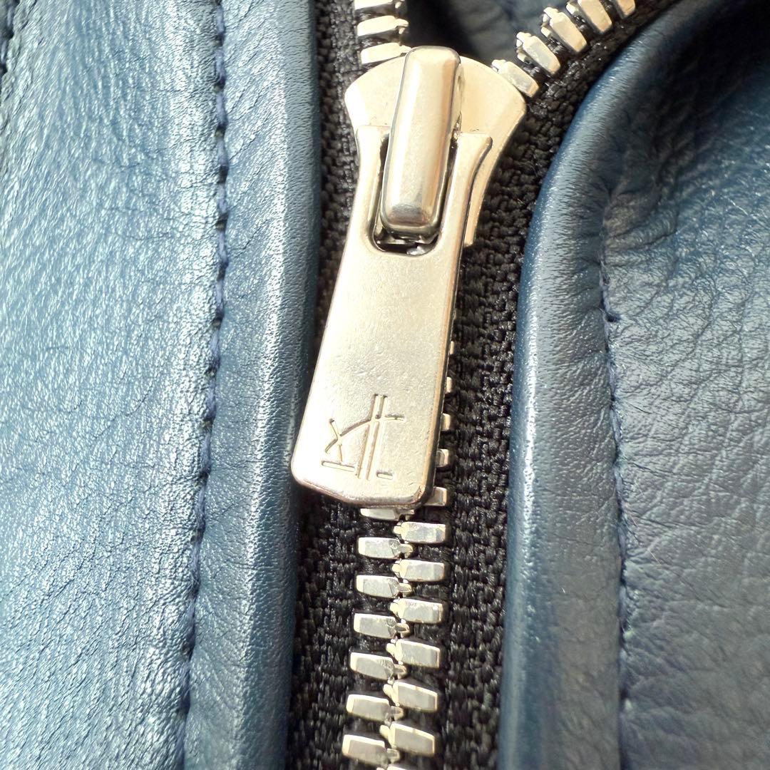 【美品✨】NO ID. 牛革 ダブルライダースジャケット レザー ネイビー×赤