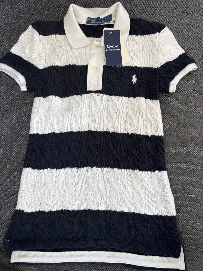 新品✨Ralph Lauren ケーブル　ストライプニットポロ　 XS