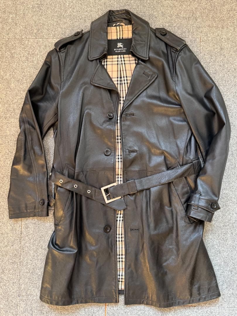バーバリーブラックレーベル ラムレザー コート M