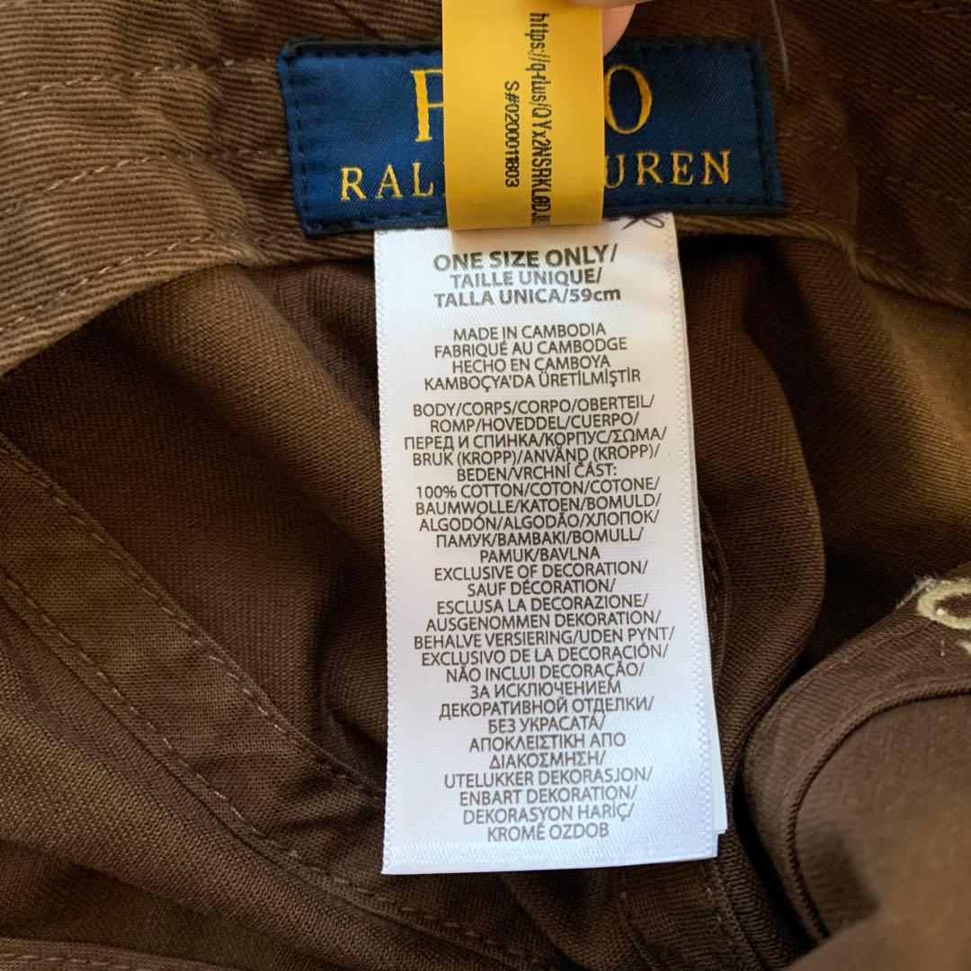 ポロラルフローレン　キャップ　新品　ブラウンxホワイトベージュロゴ