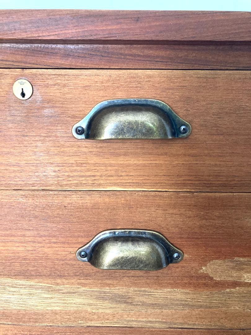 【週末sale】木製の片袖机　ヴィンテージ　昭和レトロ　取っ手交換済み