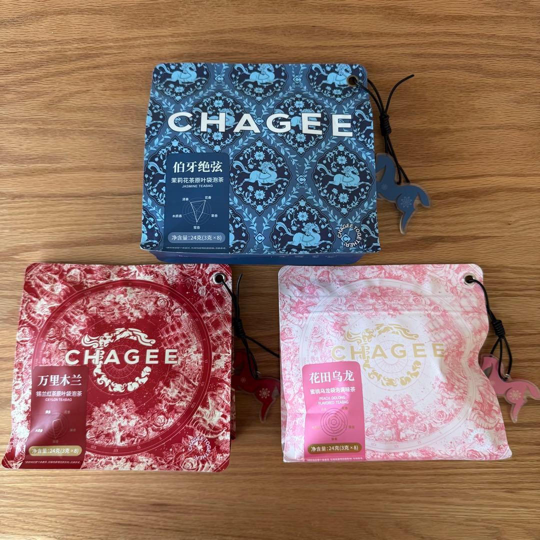 CHAGEEチャジー ティーバッグ3セット ジャスミン&セイロン&ピーチウーロン