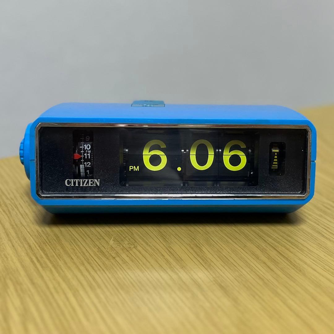 【メンテ済・動作正常】CITIZENパタパタ時計 リーフタイム・カンター 青