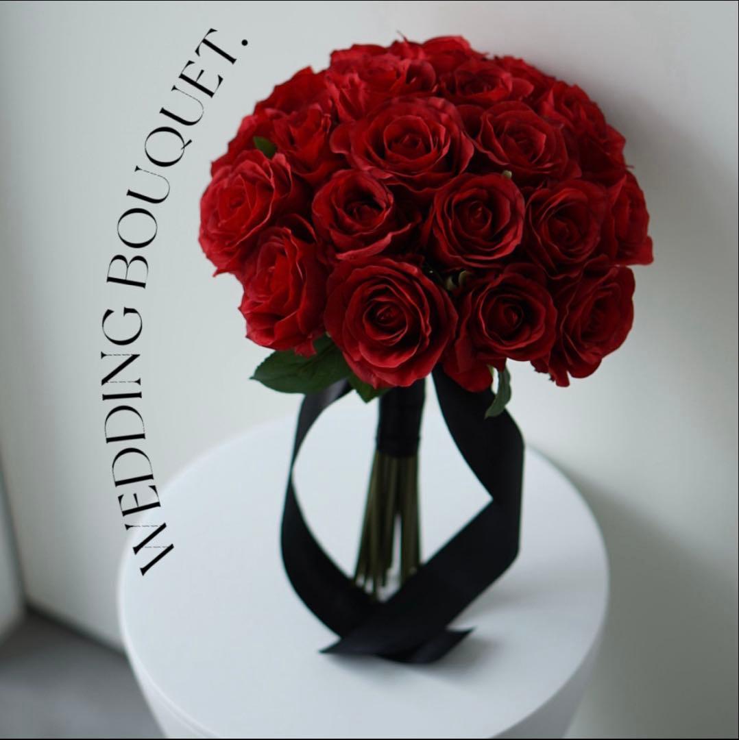 赤い造花 ウェディングブーケ