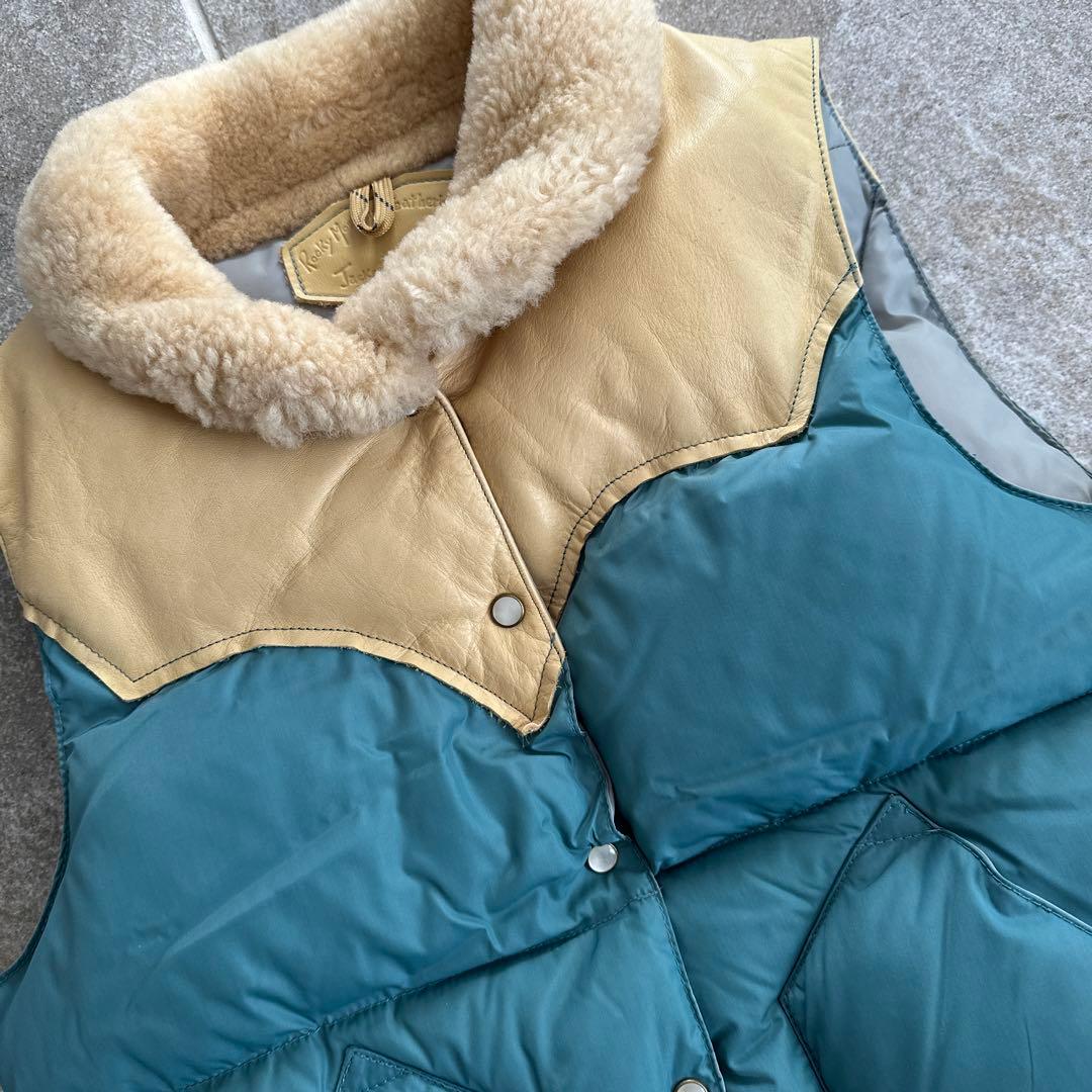 Rocky mountainファー付きレザー襟 ダウンベスト