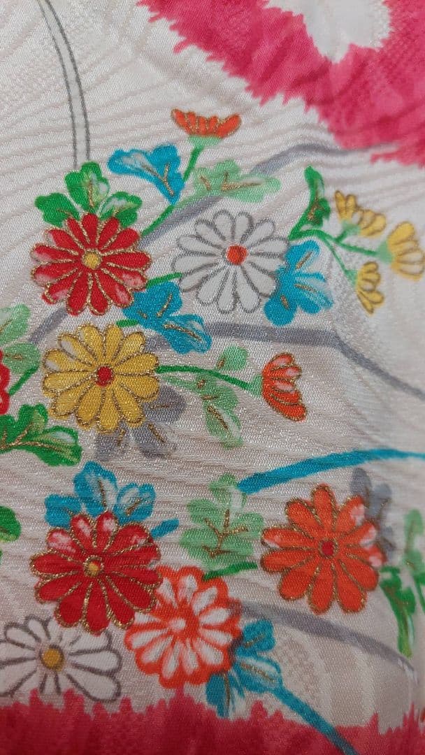 NA54アンティーク子供着物正絹しつけ糸着丈107センチ裄丈57センチ