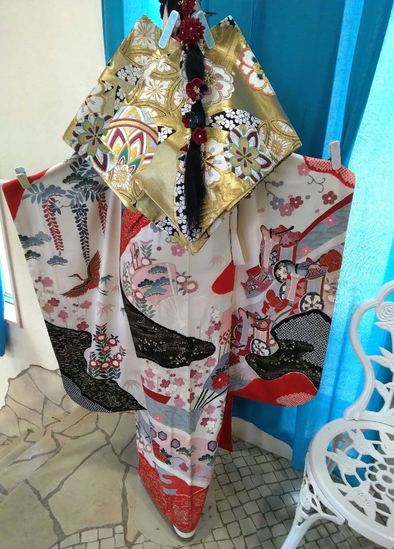 振袖フルセット、正絹絞り振袖、成人式、重ね衿帯揚げ帯締め、西陣袋帯、襦袢