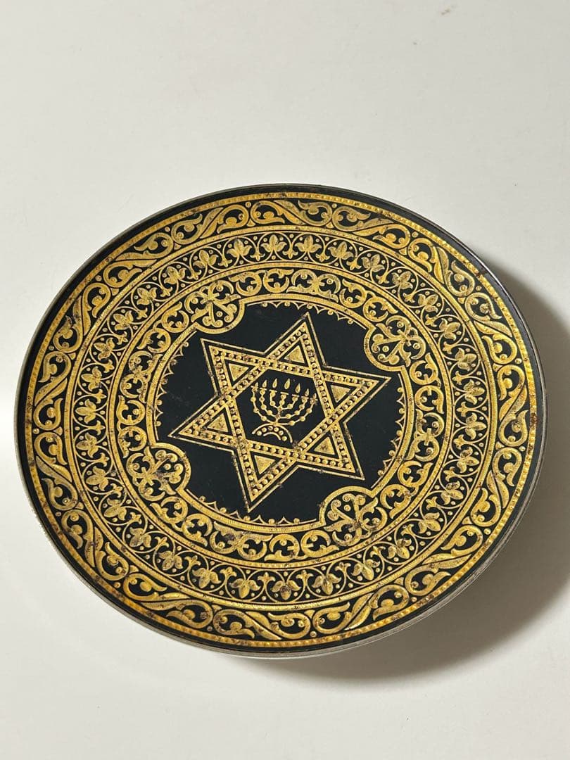アンティーク調 六芒星 デザインプレート 装飾皿 コースター レトロ 金彩 模様