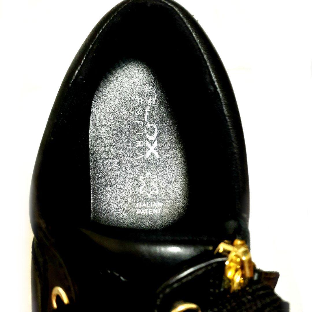 専用 限定⭐GEOX✫本革 スタッズ✫グリッター スニーカー 36 黑 入手困難