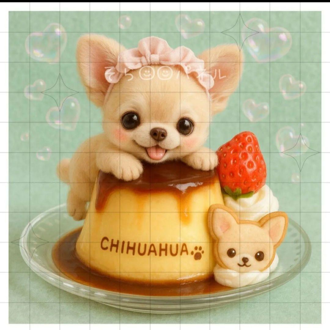 チワワカラメルプリンパネル生地　ハンドメイド