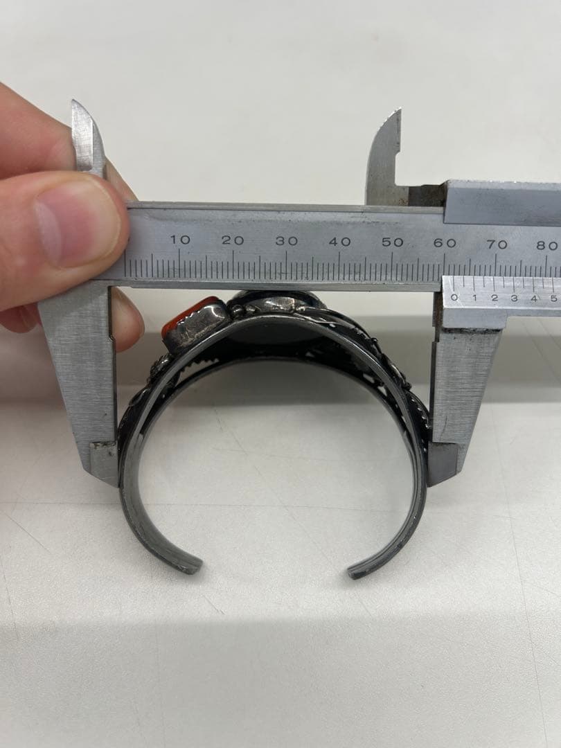 ナバホ 　ターコイズ　バングル　コーラル　925 インディアンジュエリー