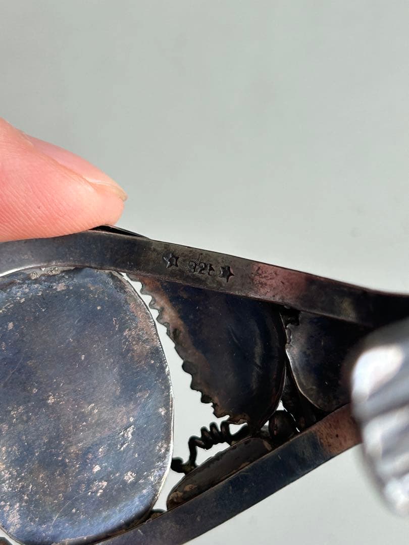 ナバホ 　ターコイズ　バングル　コーラル　925 インディアンジュエリー