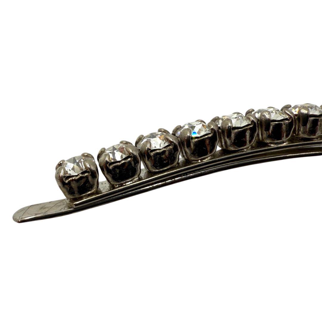 ミュウミュウ リボン ラインストーン ヘアピン ヘアアクセサリー シルバー