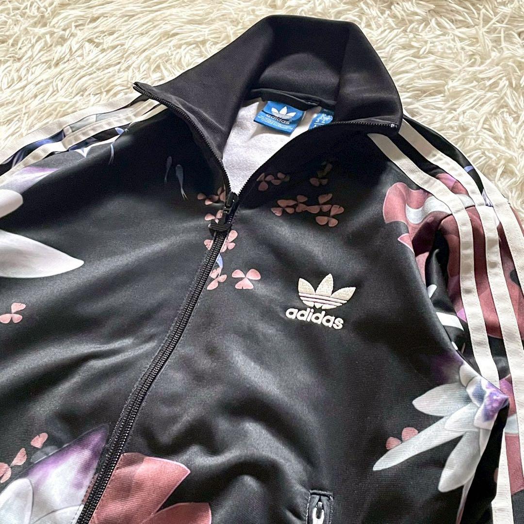 【美品】adidas トラックジャケット トレフォイルロゴ 花柄 L