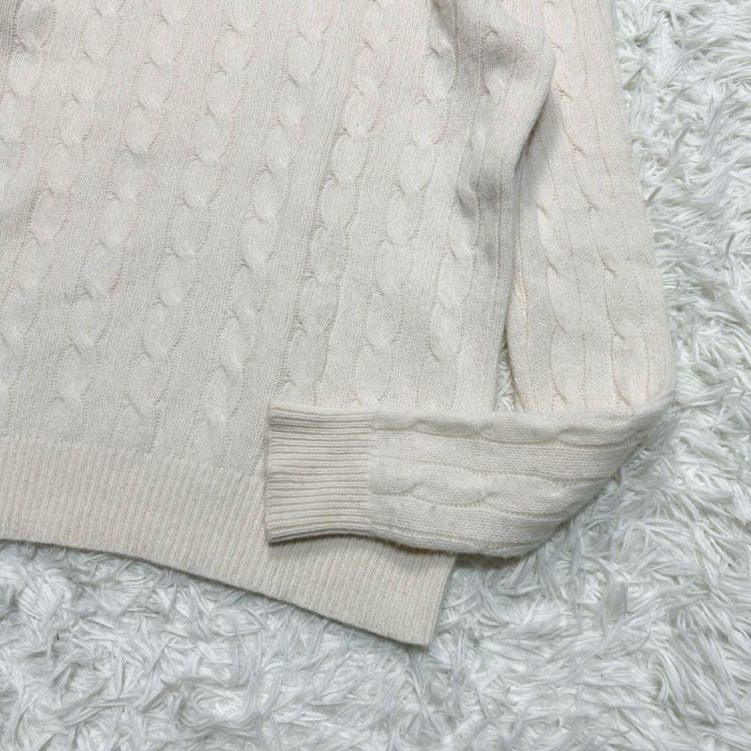 美品 近年モンベル ポロラルフローレン ケーブルニット ウールカシミヤ 白