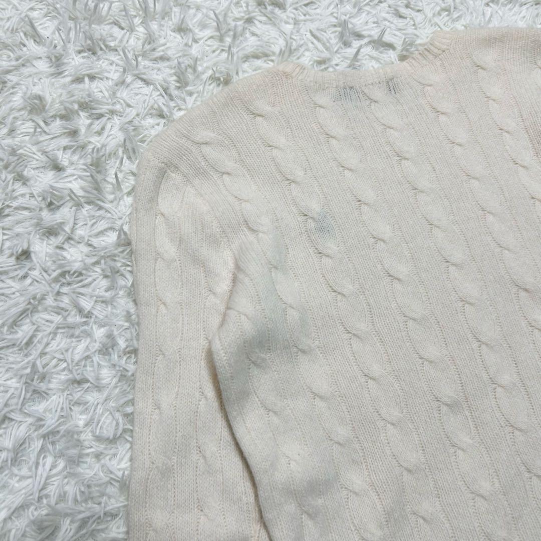 美品 近年モンベル ポロラルフローレン ケーブルニット ウールカシミヤ 白