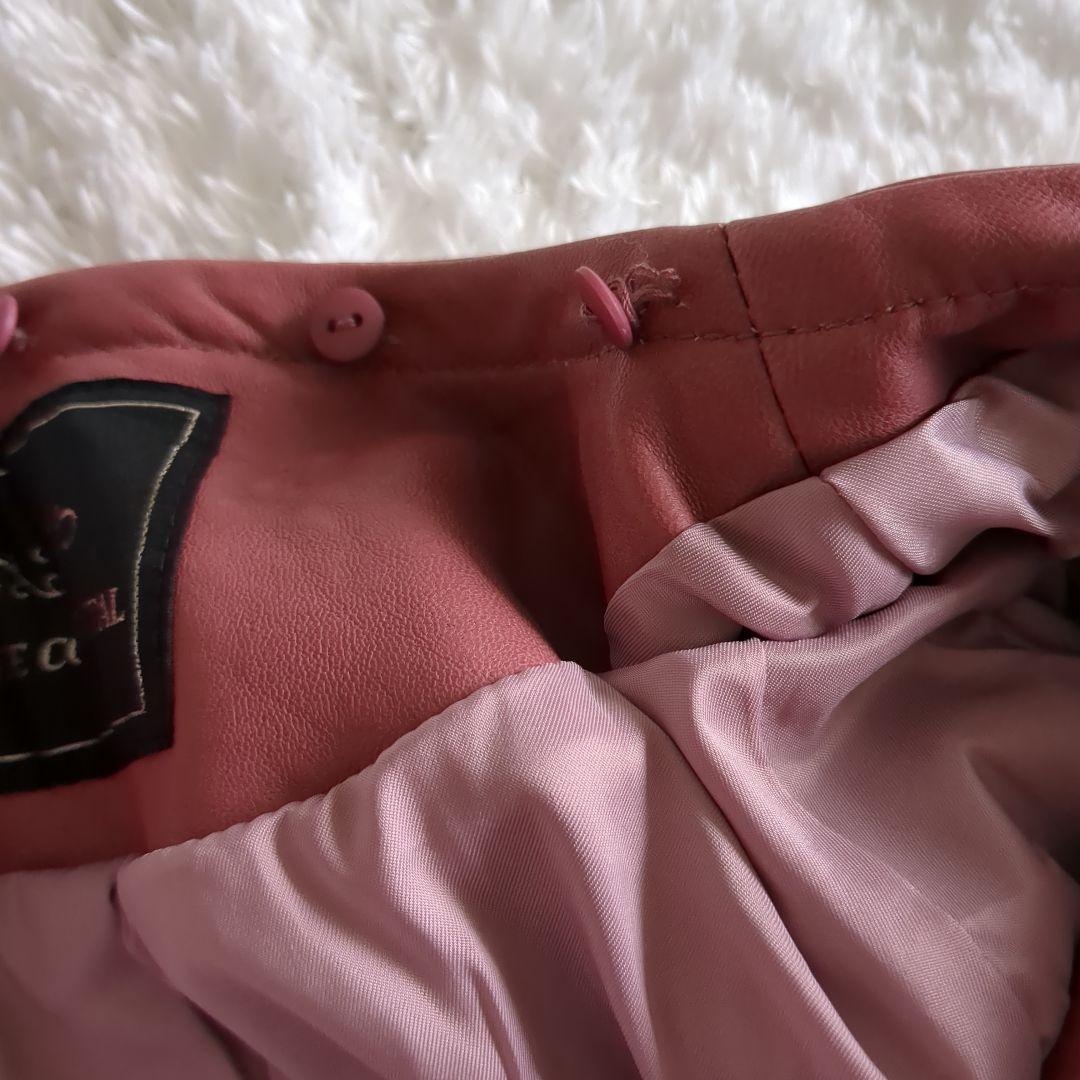 GRACE CONTINENTAL ラムレザー ファー ライダース 38 ピンク