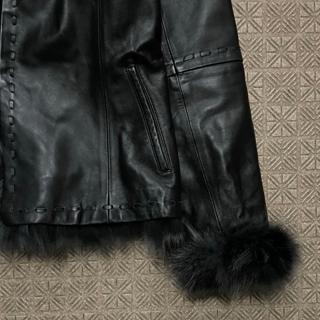Y2K opium dark core 本革 短丈 ファー ジャケット mode