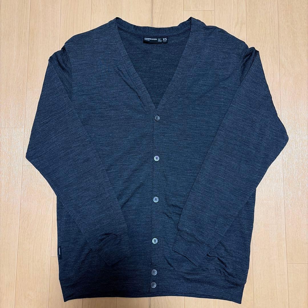 アイスブレーカー カーディガン メンズ XS ブラックヘザー