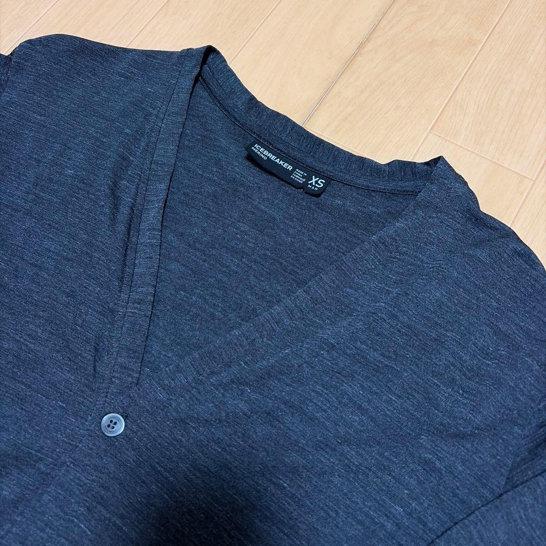 アイスブレーカー カーディガン メンズ XS ブラックヘザー