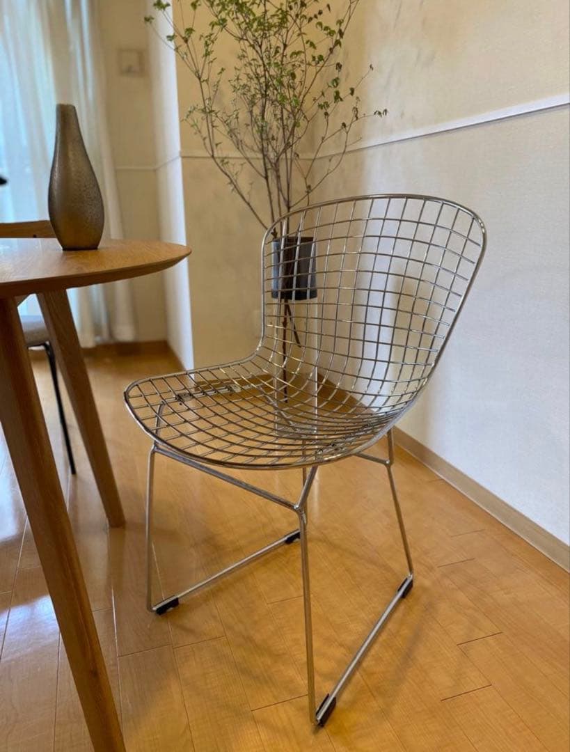 メタルワイヤー グリッドパターン ダイニングチェア リプロ ステンレス 一脚