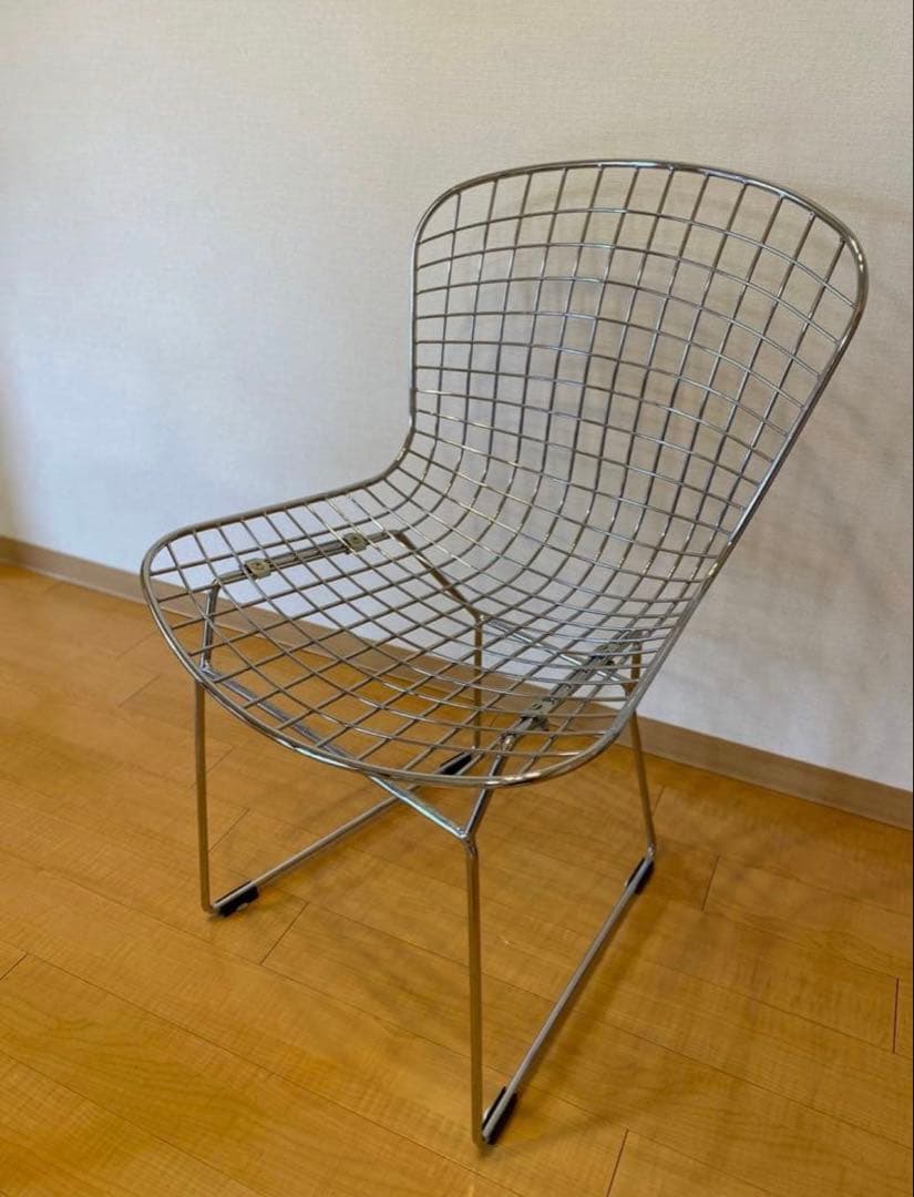 メタルワイヤー グリッドパターン ダイニングチェア リプロ ステンレス 一脚