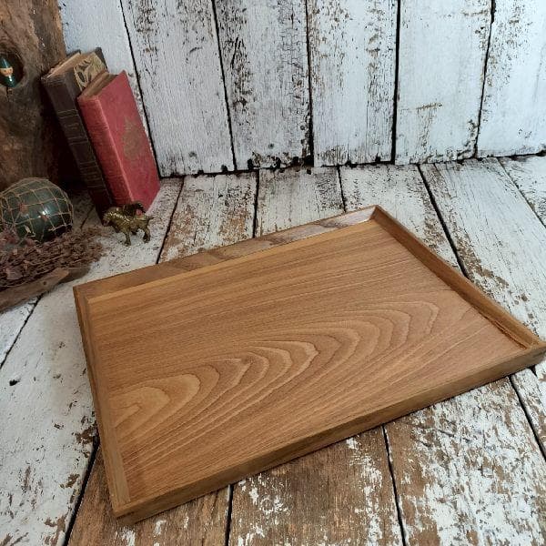 木製 無垢材 ナチュラル トレイ お盆 指物 木目 杢目 欅? キッチン 古民具