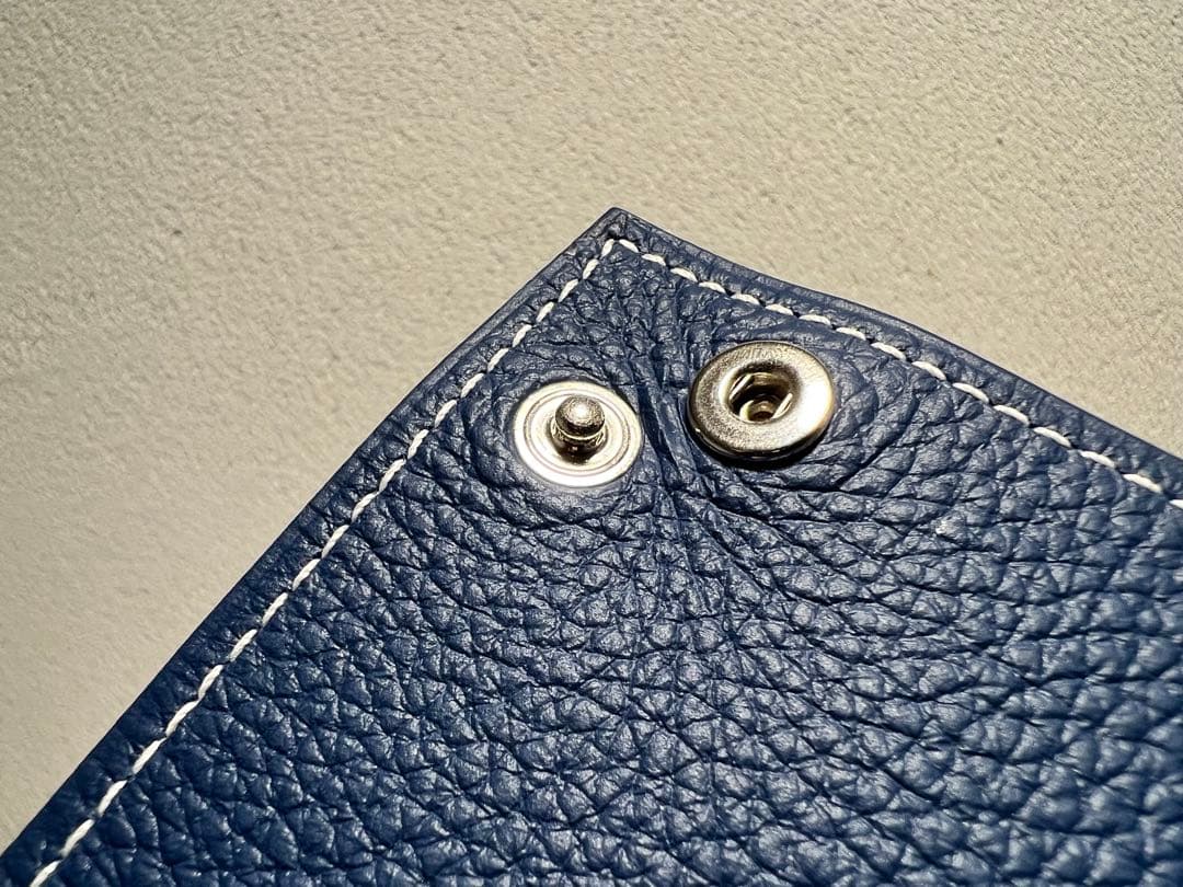 HERMES エルメスレザー 小物入れ アクセサリーケース 青/茶色