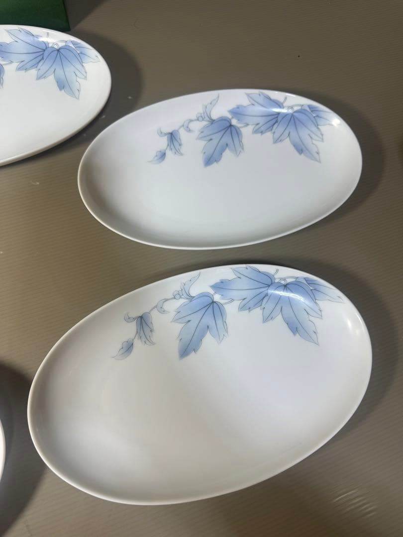 2596 深川製磁　ブルーリーフ　楕円皿　5客　未使用