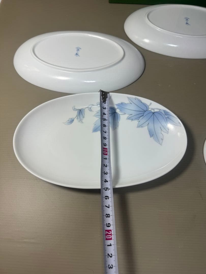 2596 深川製磁　ブルーリーフ　楕円皿　5客　未使用