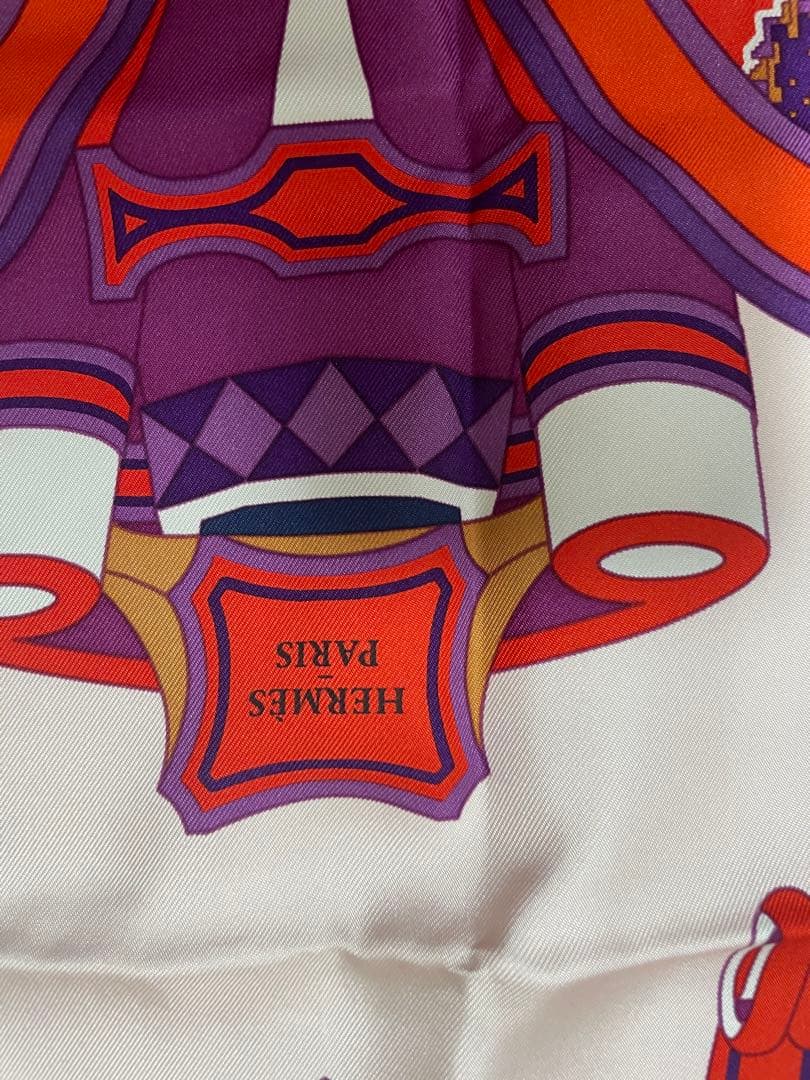 HERMES 車輪デザイン シルクスカーフ